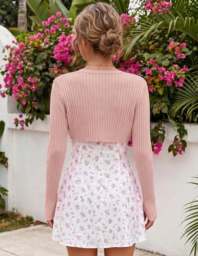 Image of Women's Long Sleeve Shrug Sweaters Knit Bolero Shoulder Open Cropped Cardigan