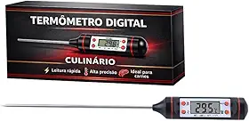 Termômetro Digital Culinário para Cozinha e Medição Rápida e Precisa, Ideal para Carnes, Churrasco, Líquidos e Alimentos, Display Fácil de Ler,Alta Precisão, Em Aço Inox, Uso Doméstico e Profissional.