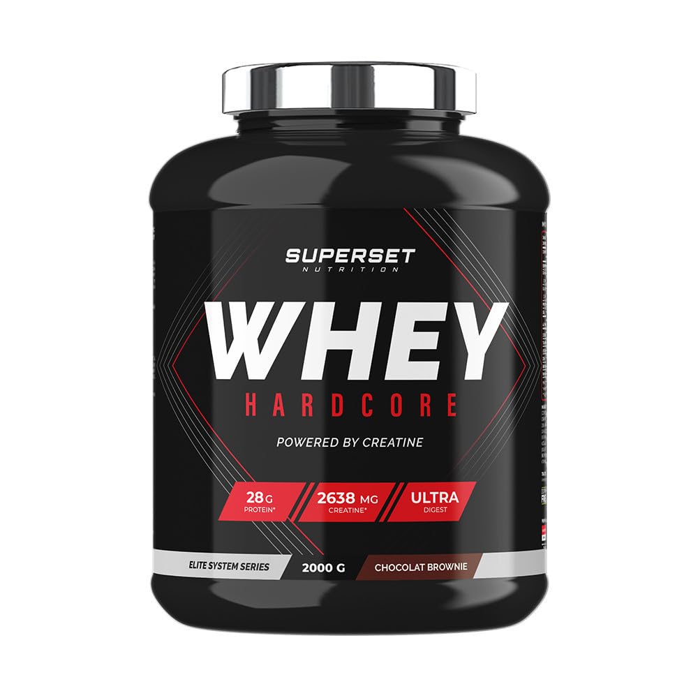 Superset Nutrition - Whey Hardcore (2kg) - Whey Protein - Explosive Kombo aus Whey und Kreatin - Brownie