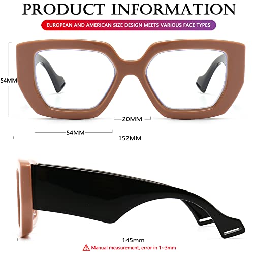 Image of AIEYEZO Thick Frame Blue Light Glasses Men Women, Fashion Square Computer Eyeglass Anti Eyestrain & Prevent Headache