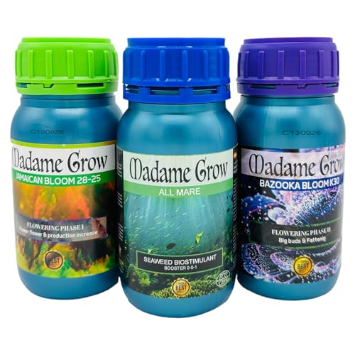 Madame Grow – Abono Natural Premium – Fórmula Avanzada para Todo Tipo de Semillas – 3 x 250ml