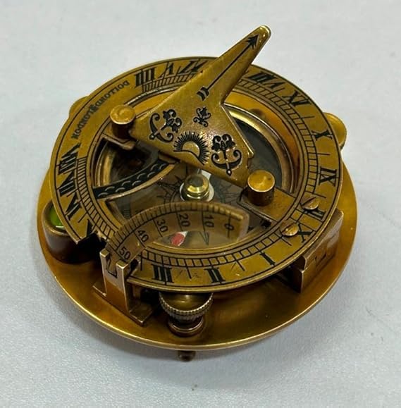 Brújula solar náutica de latón macizo estilo vintage de 3 pulgadas miniatura 3