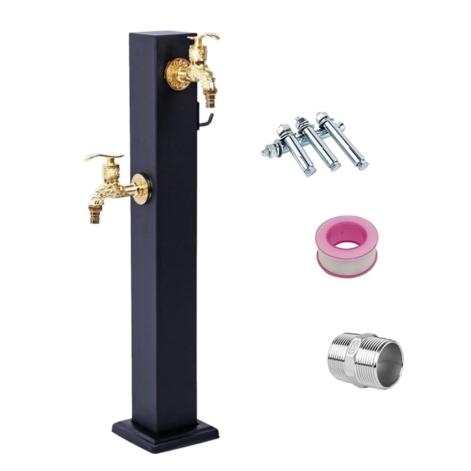 XDLEDMKIZ Freestanding Garden Water Column with Faucet, Outdoor Vertical Square Freeze Proof Water Hydrant for Patio Backyard and Lawn