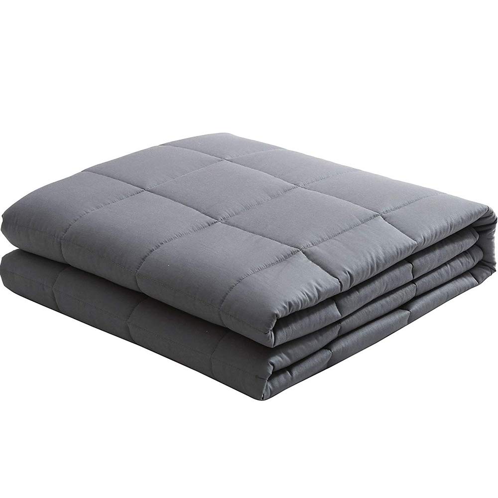 Viki Cotton Weighted Blanket (60''x 80'', 12lbs for 110 - 130lbs individual, Dark Grey) for Boys, Girls, Adults |Fit King Size Bed
