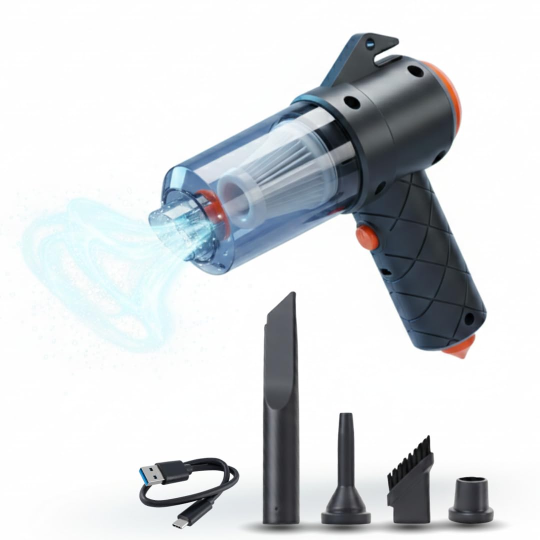 STARLYF Clean-All-Vac - Aspirapolvere Senza Fili 2 in 1, Aspirapolvere e Soffiatore Portatile Ricaricabile, Mini Aspirapolvere per Auto, Ufficio e Casa, con Ugelli Intercambiabili, Nero