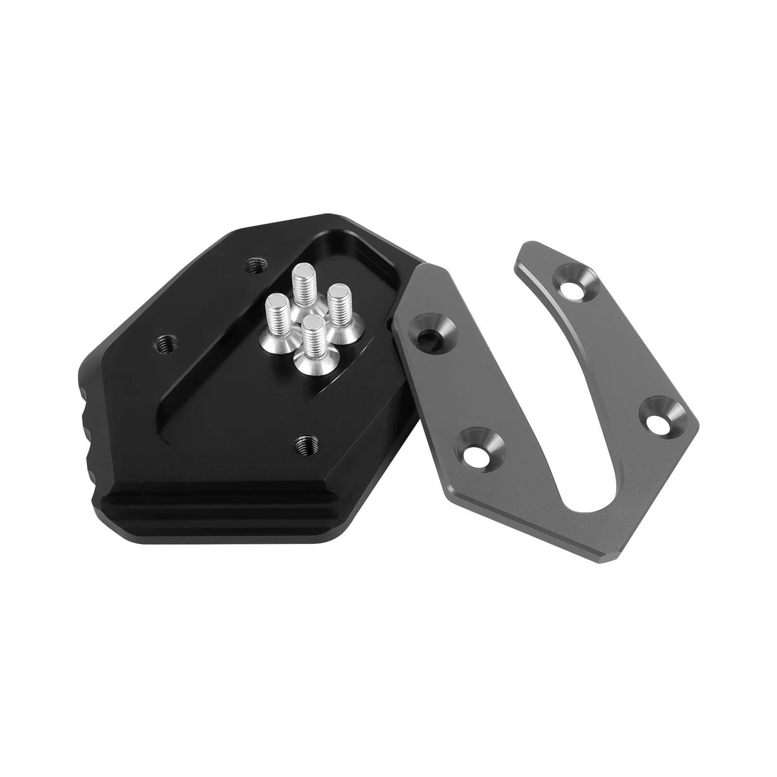 Plaque D'extension Pour Béquille Latérale Kawasaki W800, W650, W400 - Noir, Aluminium CNC - 2019 à 2023 - Agrandit La Surface D'appui, Protège Le Sol