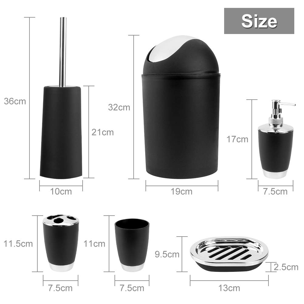 Set da bagno 6 in 1, porta spazzolino da denti 6 in 1, accessorio da bagno, spazzola da bagno, tazza multifunzione, 6 pezzi, set da bagno decorazione per il bagno