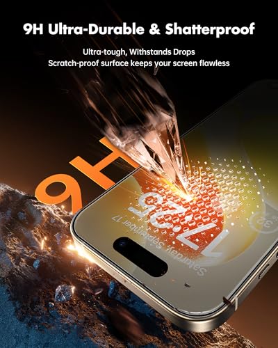 Image of UNBREAKcable Privacy Screen Protector for iPhone 15 Pro Max, Shatterproof Tempered Glass [True 28Anti Spy] [9H Hardness] [Easy Installation Frame] Private Protector for iPhone 15 Pro Max 6.7 inch-2 Pack