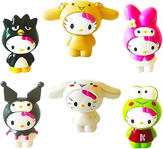 OYSJ 6pcs Décoration de gâteau Hello Kitty,Hello Kitty Cake Topper,Figurine Gâteau Topper pour Décoration de gâteau d'anniversaire,Décoration de Voiture