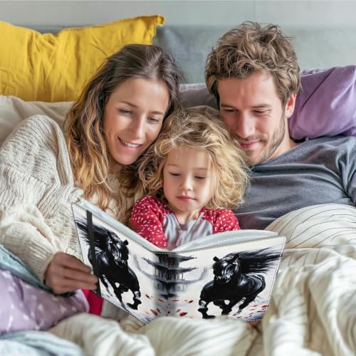 Image of Photo Album 4x6 120 Photos with Strong Elastic Band, Wild Black Horse | Large Capacity Premium Leather Picture Album, Portable Wallet Albums Photo Book for Family Anniversaries Wedding Baby