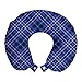 ABAKUHAUS Geométrico Cojín de Viaje para Soporte de Cuello, Azul de los Tonos de la Tela Escocesa, Viajes Siestas Leer Mirar TV, 30x30 cm, Indigo Violeta Azul