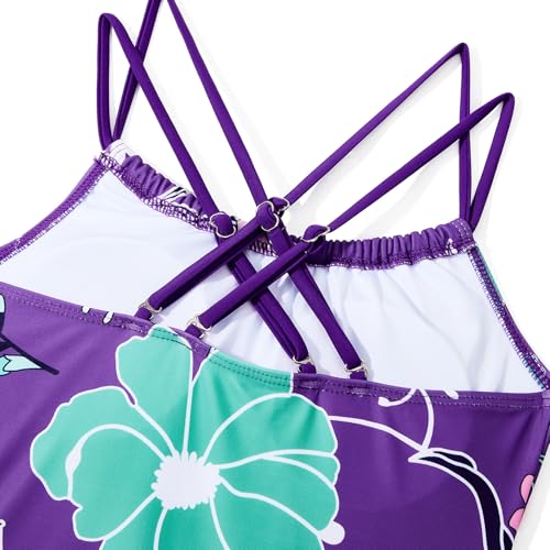 Image of Girls One Piece Swimsuits Teens Bathing Suits Teen Swimsuits Quick Dry Halter Crossback Beach Sport UPF 50 Kids Swimwear