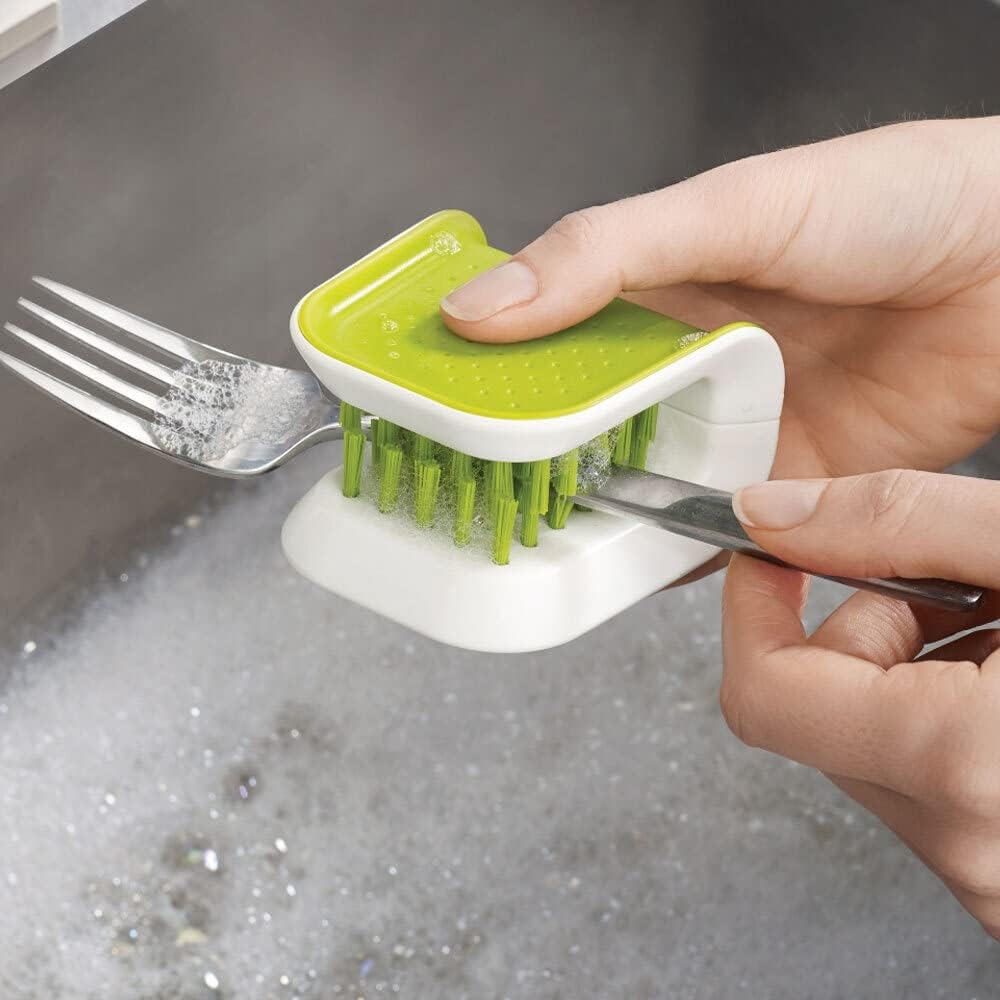 Green and White Portable Knife and Cutlery Cleaning Brush