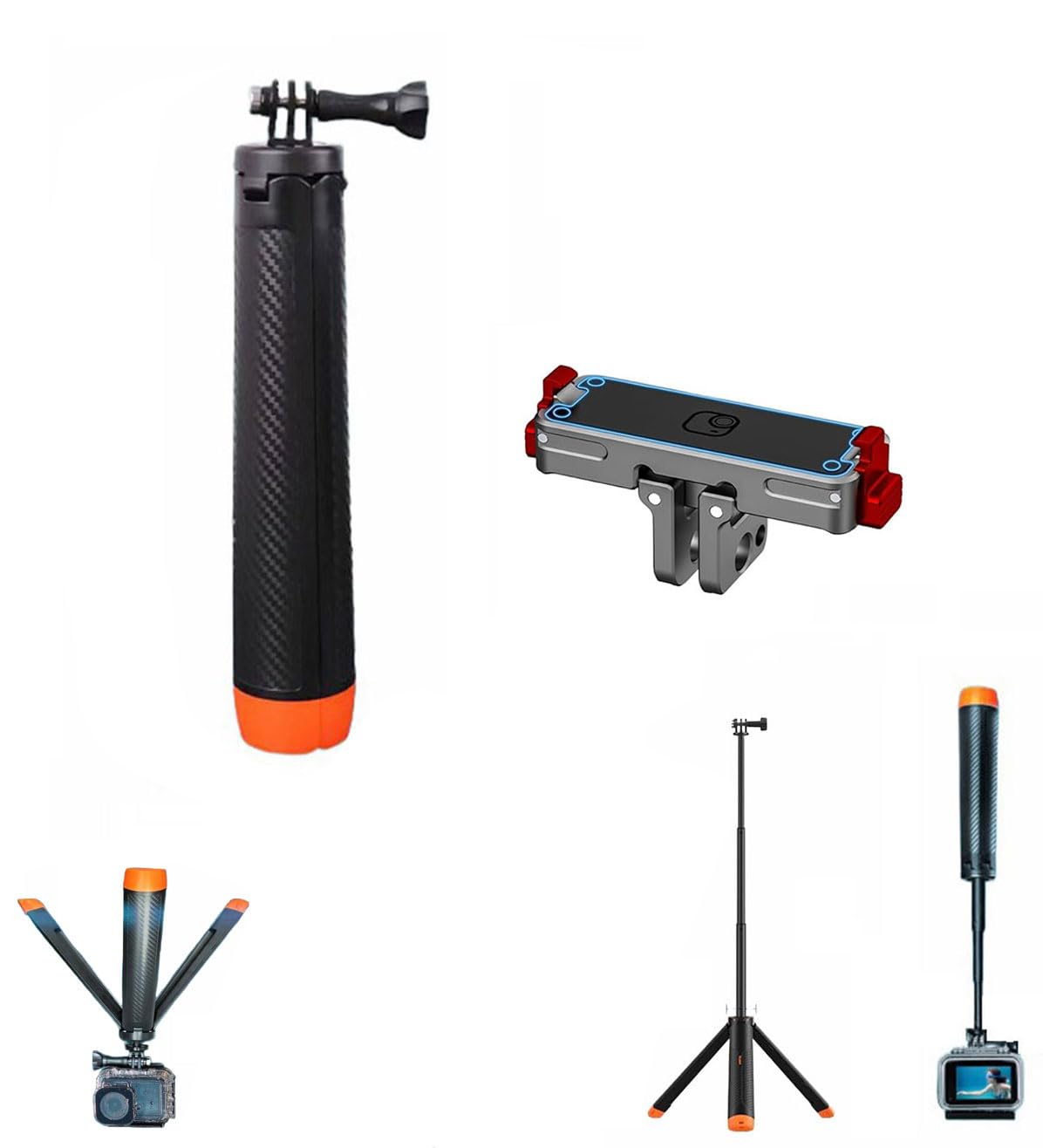 Bastone galleggiante 4 in 1 per selfie Insta 360 Go Ultra – 57 cm monopodo impermeabile estensibile con asta galleggiante, accessori per fotocamera subacquea (treppiede+base Go Ultra)