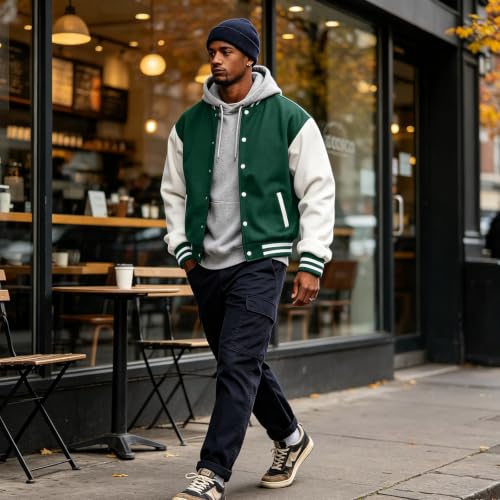 Men's Varsity Jacket Classic Fit Fleece Baseball Cardigan Sweaters - image 8