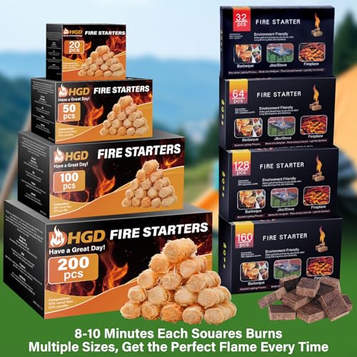 HGD Fire Starter, Natural Fire Starters for BBQ, Campfire, Fireplace, Charcoal, Wood Stove, Chimney, Fire Pit, Grill, Smoker, Indoor Outdoor Use - Image 3
