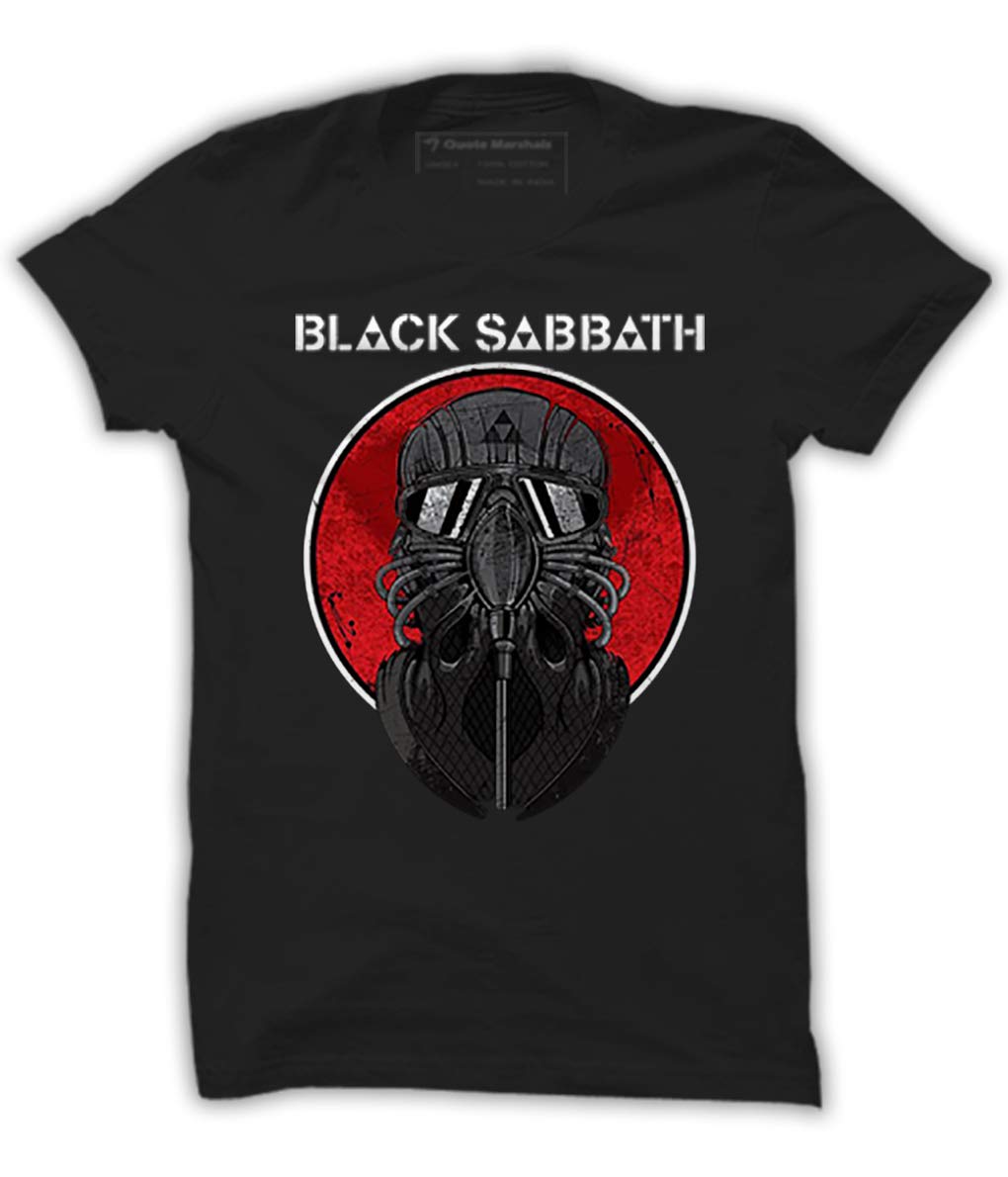 Quote Marshals Men's Regular Fit Black Sabbath Print Round Neck Black Cotton T-Shirt