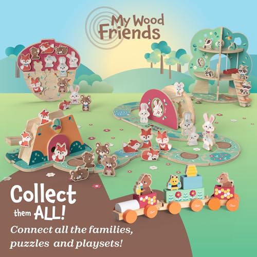 Chicco Jeu en bois Train des oursons Jeu Montessori 3 personnages exclusifs 5 blocs de couleur Train avec 3 wagons en roue libre Jeux pour filles Jouets pour enfants 2+ ans Idée cadeau - vue 7