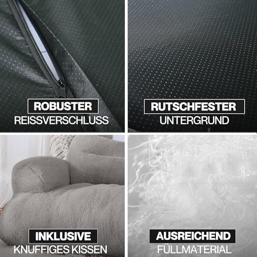 noviclass® Katzensofa Simba Katzen Hundesofa in Grau | Inklusive Mini-Kissen | 70x48cm | Katzenbett Hundebett kleine Hunde | Flauschig ausreichend gefüttert | Bezug abnehmbar