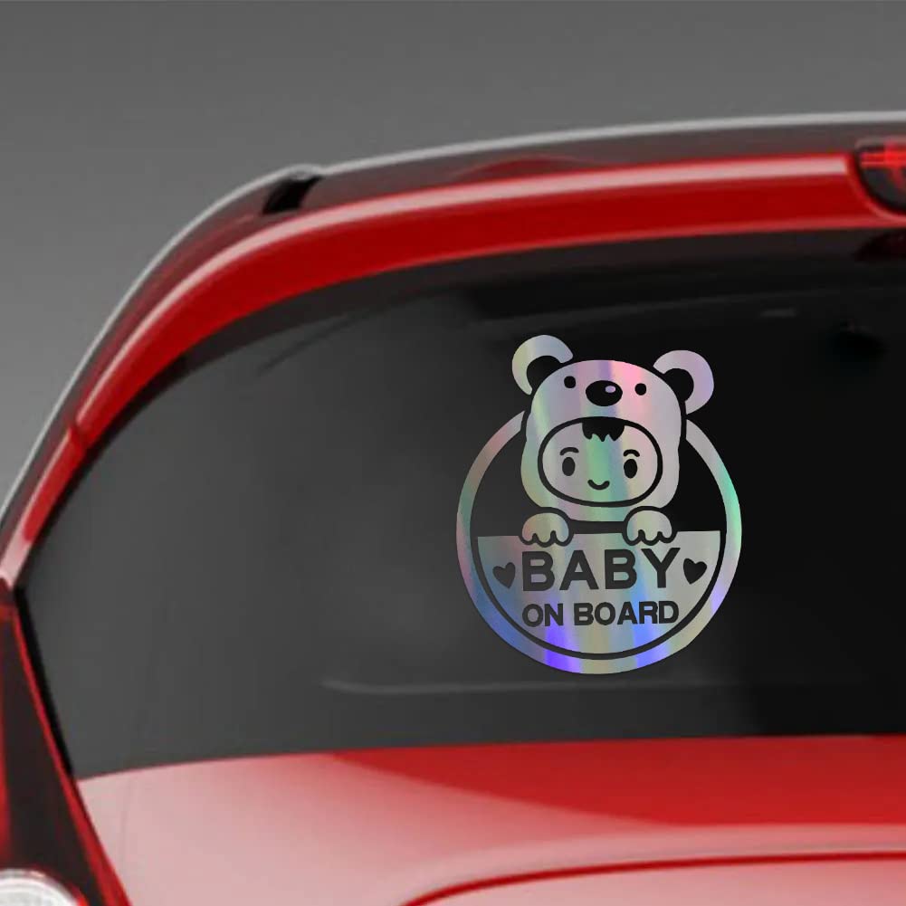Kinoco Adesivo per bambino a bordo, 2 pezzi, adesivo riflettente piedi