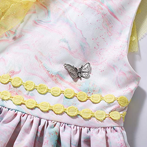 Pettigirl Kids Vintage Spring Yellow Sleeveless Floral Layered Clothes Toddler Easter Party Casual Dress with Headband4