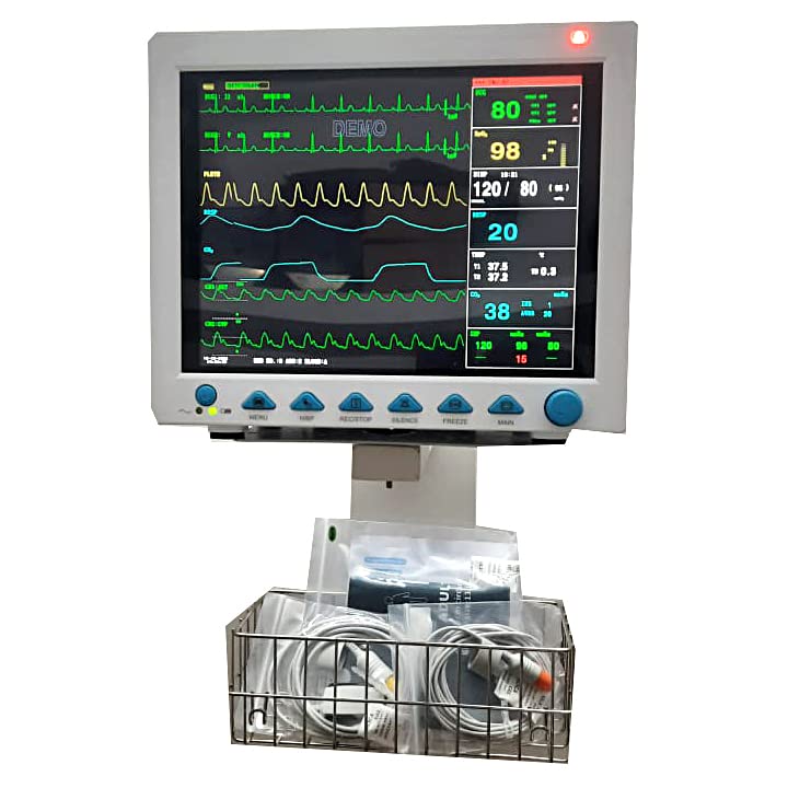 Dhadh Hospital Multipara Monitor Stand with Basket, Monitors Stand Aluminum Monitor for Hospital Pack of 1
