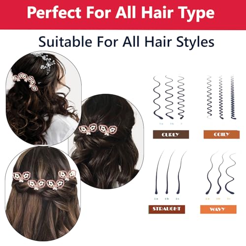Image of TEMPERIA (4 pcs) Crystal U Pin Hair Accessories For Women & Girls - Artificial Flowers Bun Juda Bridal Pins for Hairstyle & Decoration - Pins & Clips for Style of Bride - Pink & White (MN01)