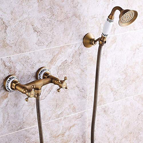 Ensemble de douche avec pomme de douche à main en cuivre antique