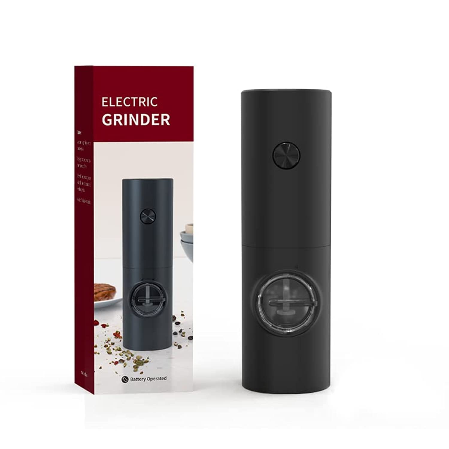 2022New Powered Pepper Grinder,GravityPepperGrinder,Black PepperGrinder Electric,Coarseness AutomaticPepperMillwithWhite LEDLightforPepper,Rock Salt,Dried Spices Herbs(without battery）