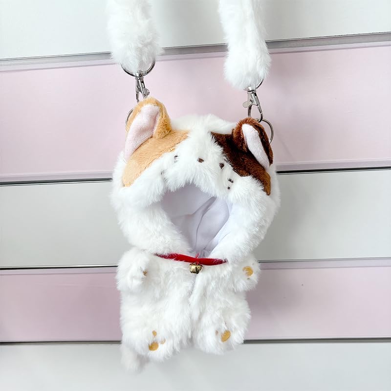 Plush Kigurumi with Soft Shoulder Strap for 5.9 inches (15 cm) White (Cat) Sewing Clothes