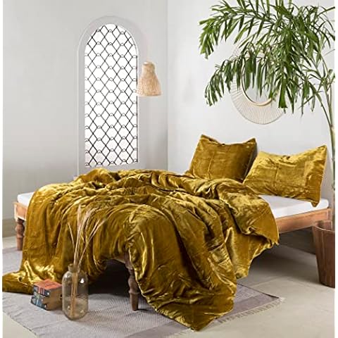 Labhanshi Velvet Duvet Cover (Lime Green, Queen 90x90 Inch) Cover