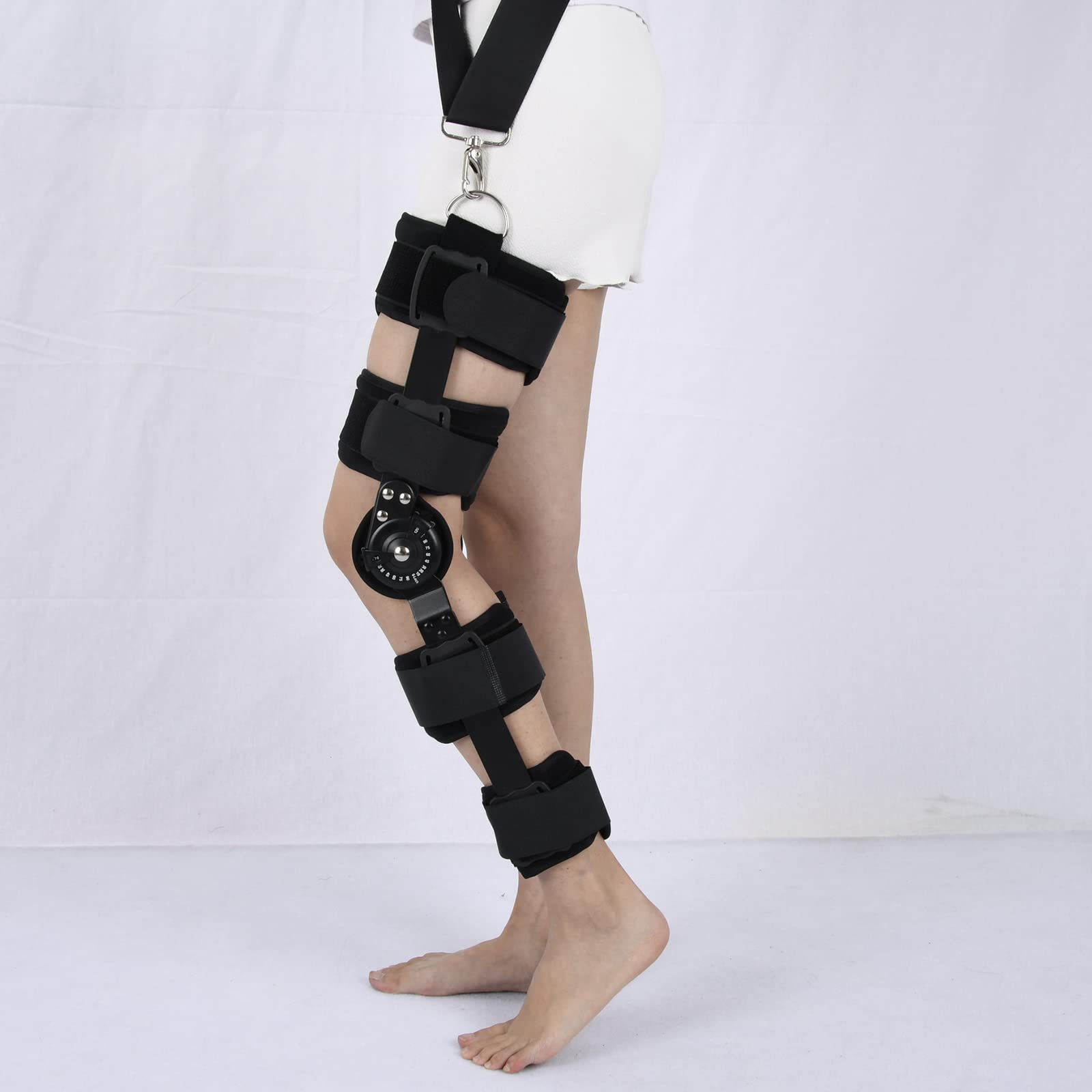 Rodillera con bisagras con portabrocas y soporte para rodilla, ajustable para lesiones deportivas y protección contra la articulación de la rodilla, soporte fijo para hombres y mujeres