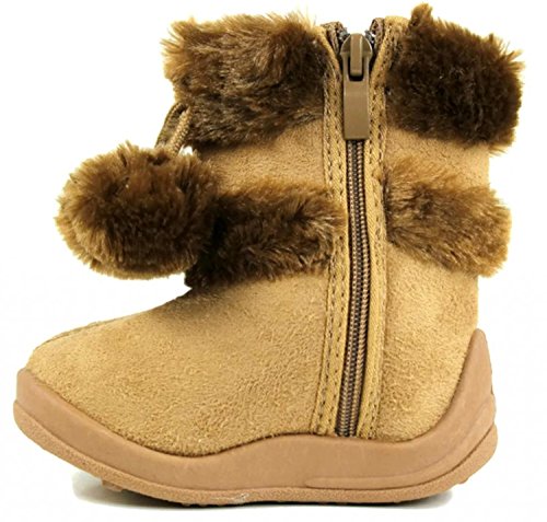 Little Girl's Zello Glitter Pom Pom Boots 4,Camel3
