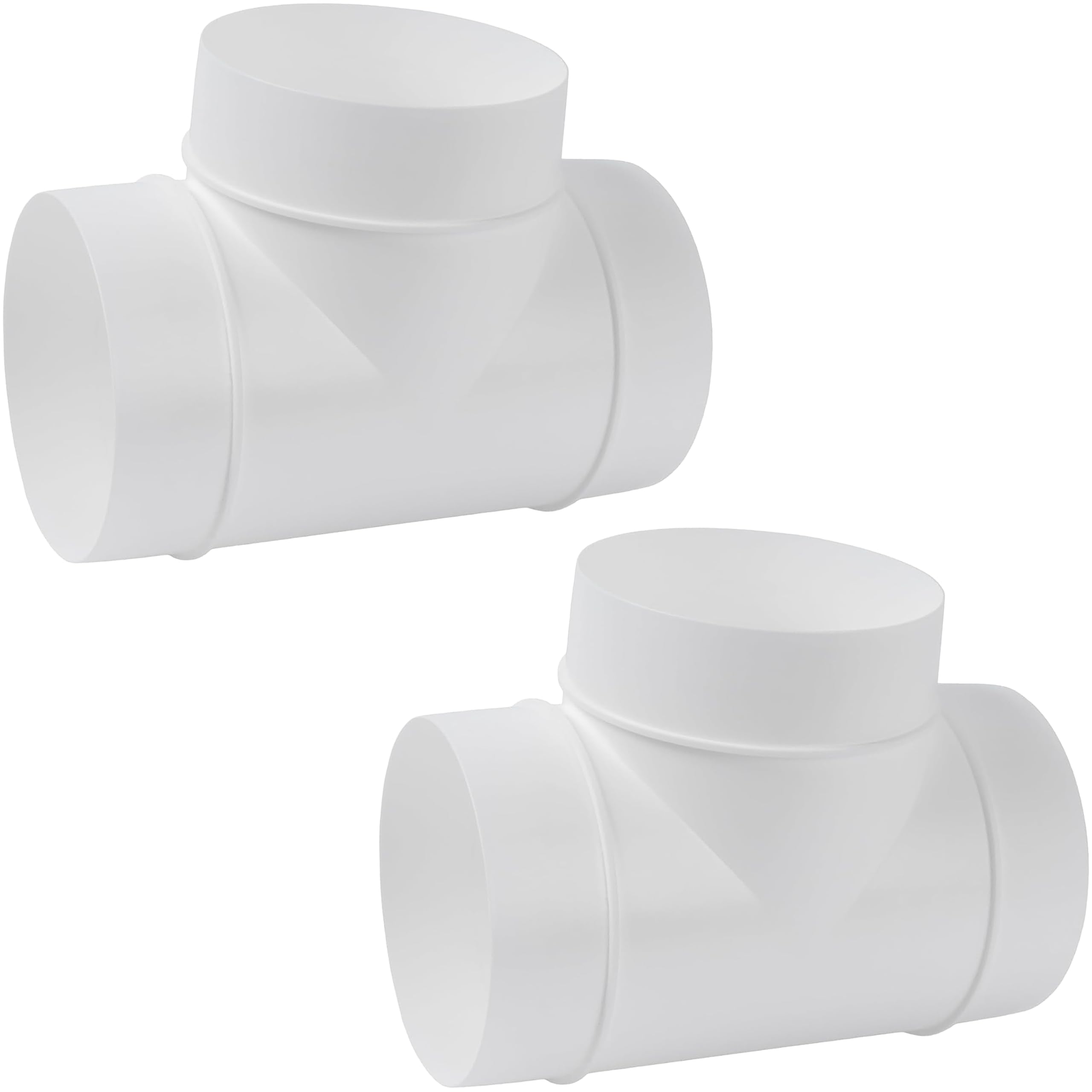 Repa Market 4" Inch / 100 mm White Pack of 2 ABS Plastic 3 Way Joint, Duct Splitter for Exhaust Fan Dryer