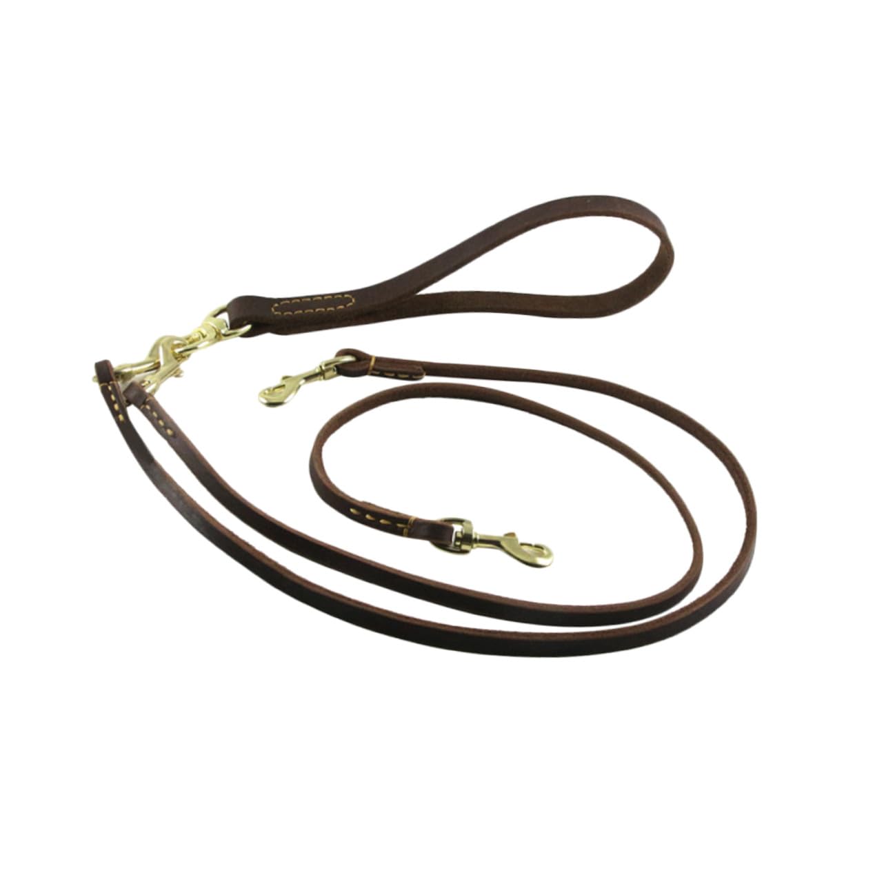 Laisse Double Tête pour Chien Réglable en Cuir de Vache 1 Pièce | 1, 6 X 120cm, Style Mode, Légère et Robuste, pour Chien et Chiot, Extérieur et Voyages