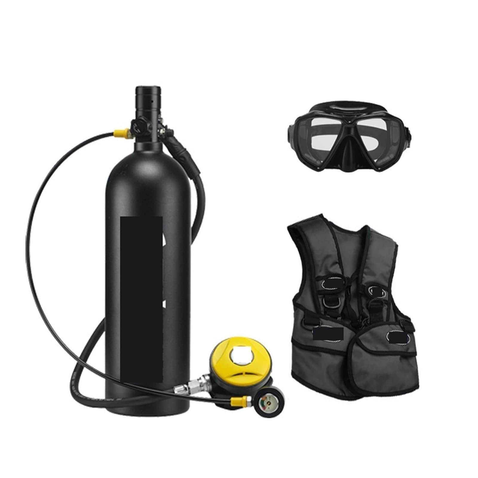 Portable Dive Cylinder, Outdoor Diving Respirator 2L Adult Swimming Oxygen Cylinder Leisure and Entertainment(Nero,A)