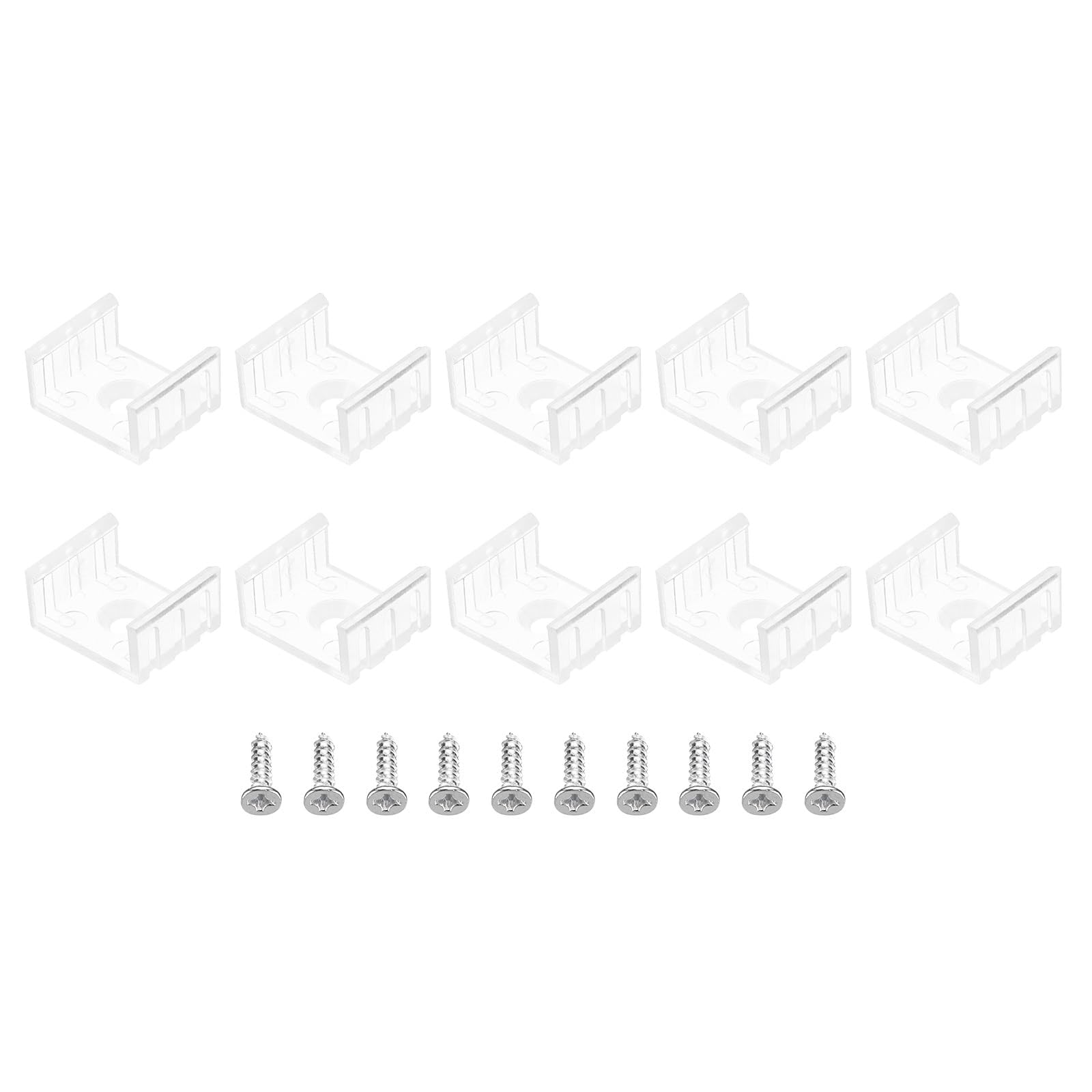 TOP-VIGOR 50Pcs LED Strip Light Clips, Waterproof Mounting Bracket Fixing Clips Plastic Clamp Holders with Screws