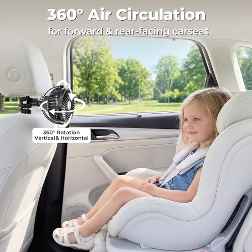 AMACOOL Battery Operated Stroller Fan, Baby Travel Essentials for Beach Disney, Newborn Boy & Girl Showers Gifts Registry Search, Rechargeable Clip On Fan for Car Seat Wagon Crib Bike Treadmill - Image 6