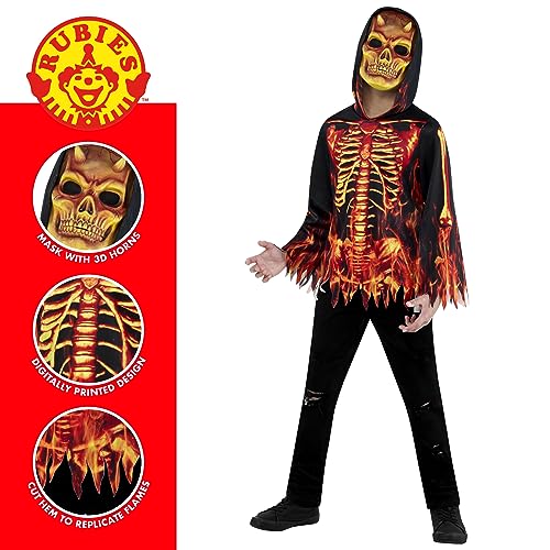 Disfraz Rubies Diablo de Fuego con Capucha y Máscara para niños Talla M miniatura 3
