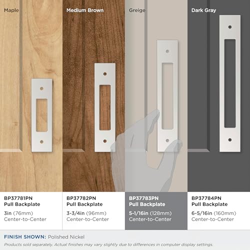 Image of Amerock Medora 5-1 /16 inch Polished Nickel Backplate | Decorative zinc cabinet hardware backplate designed to complement knobs and pulls while protecting cabinet surfaces