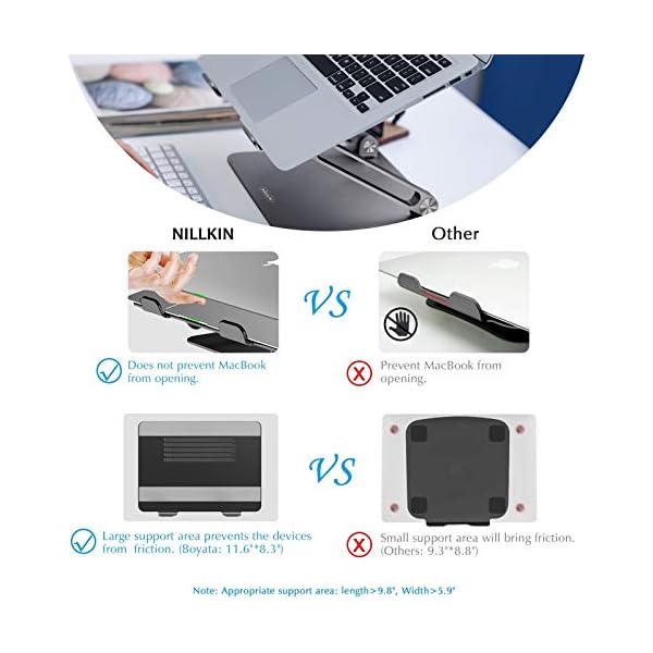 Nillkin Laptop Stand, Adjustable Laptop Riser Computer Stand for Desk, Heat-Vent, Multi-Angle Aluminum Desktop Holder Compatible with MacBook Air/Pro, Dell, HP, Lenovo and Other 11-17 Inches Laptops - Image 6