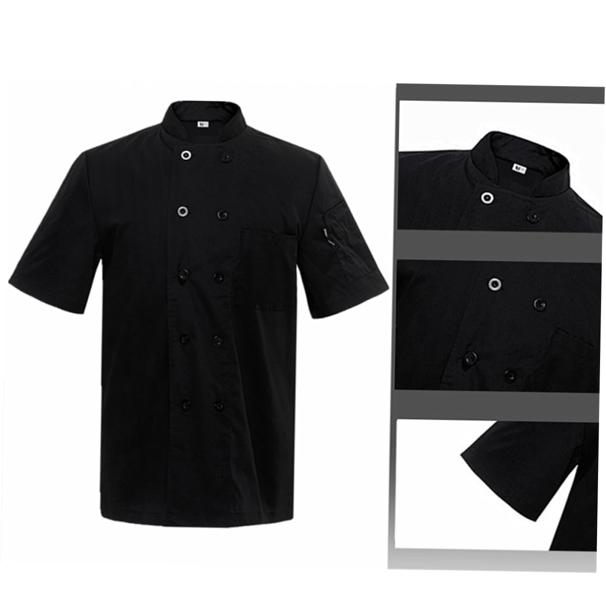 Ipetboom Chef Apparel Short Sleeve Chef Jacket m Size Casual Loose in Grey Split Pockets