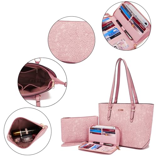 Image of Qiyuer Versatile Daily Purses with RFID Wallet for Women Tote Handbag Set | 3PCS, Fits 13 inch Tablet, Sturdy Vegan PU, Spacious, Work Use, Shoulder Satchel, Large Clutch Wallet, Makeup Bag, Ideal Gift