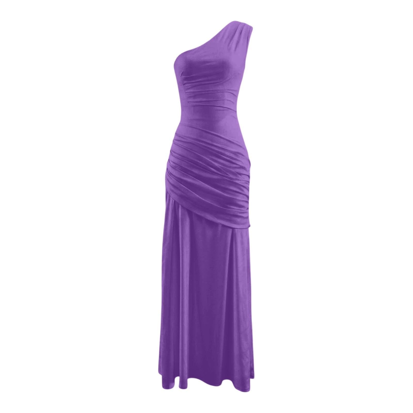 Robe longue élégante sans bretelles pour femme - Robe asymétrique en satin - Taille haute - Moulante - Robe de soirée, de mariage, de cocktail, de bal de fin d'année - Élégante robe de demoiselle
