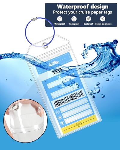 Image of NCL Luggage Tag Holders,Clear Cruise Luggage Tag Holder Zip Seal with Steel Loops,Fits Printed (Not Mailed) Norwegian Cruise Line Ships & Tags for Cruises in, 2026 & 2027(5PACK)
