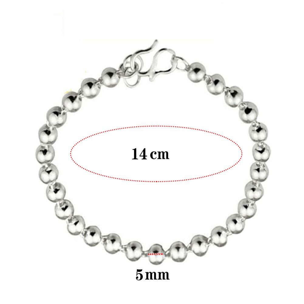 XINGYU Plata de LeyInfinito Pulsera Ajustable, 990 Brazalete Plata Completo de bebé con Cuentas Tobilleras Joyería Regalo, 14cm