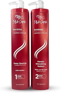 IBelliCapelli Ravenna Professional Keratin Hair Straightener - Cirugia Capilar System for Long-Lasting Frizz-Free Shiny Hair, 2x1L Kit