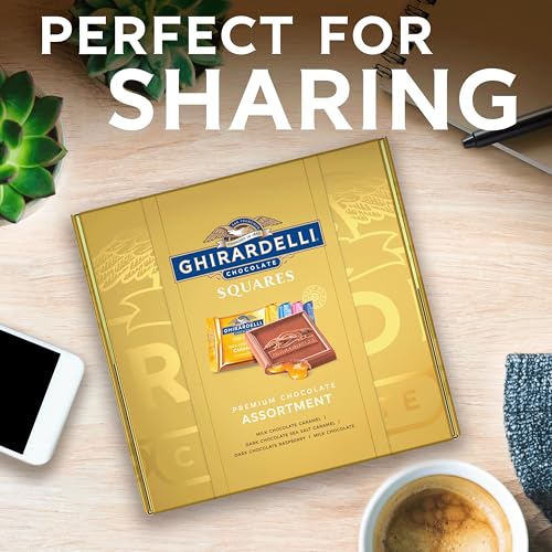 Image of GHIRARDELLI Premium Chocolate Assortment SQUARES Gift Box - 29.6 oz, Easter Chocolate Gift, Individually Wrapped Dark & Milk Chocolate Candy Assortment