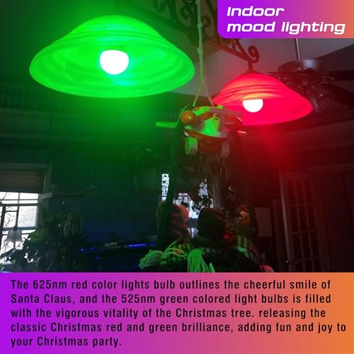 Image of Red Green E12 LED Candelabra Bulbs,3W Christmas Light Bulbs(1 Red+1 Green) | Red Light Bulb Green Light Bulbs 25w-40w Equivalent, E12 Small Base for Christmas Halloween Holiday Party Wedding Decoration