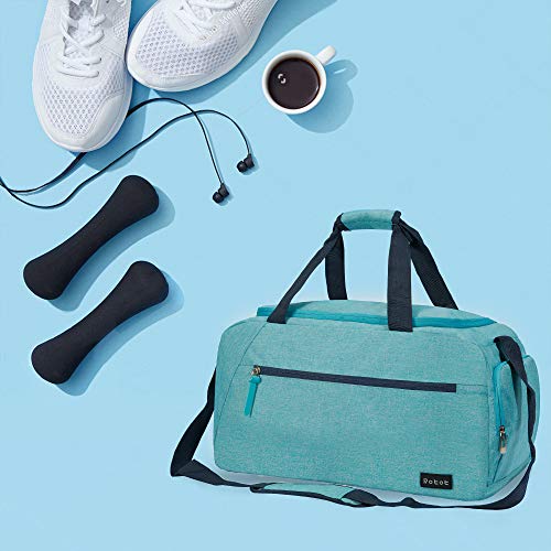 Rotot Sport Duffel Bag, Gym Bag with Waterproof Shoe Pouch, Weekend Travel Bag with a Water-resistant Insulated Pocket (33L) (Teal)